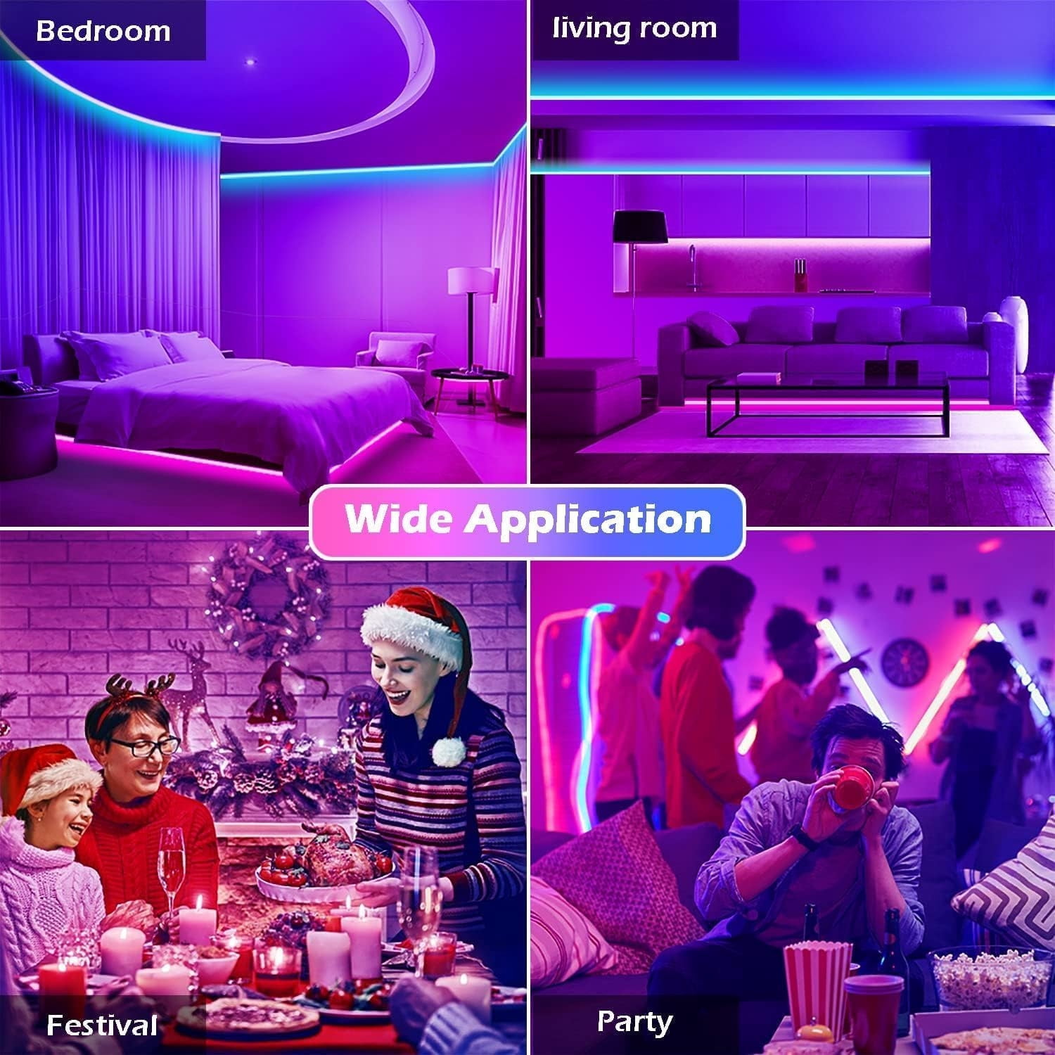 5V USB Led Strip Light  Music Sync RGB Multicolor Background Lighting for TV PC Laptop Bias Lighting Gaming Room TV Backlight Bluetooth App and Remote Controlled (20Meter/66f)