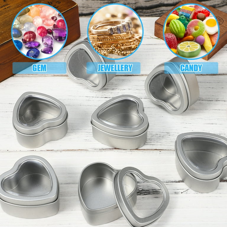 Small metal tins with on sale clear lids