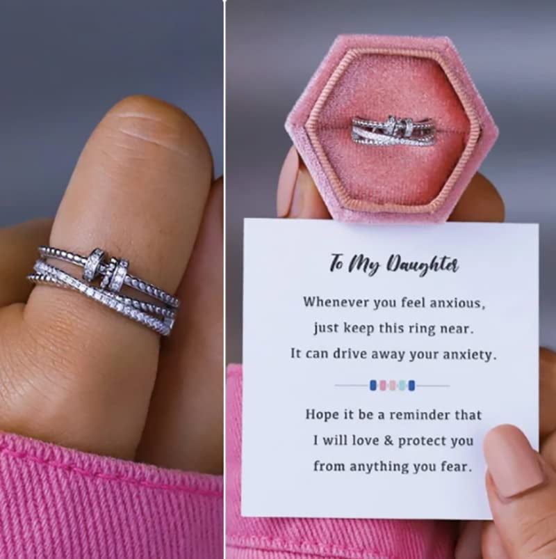 To My Daughter - Fidget Ring, Anxiety Ring For Women Sterling 