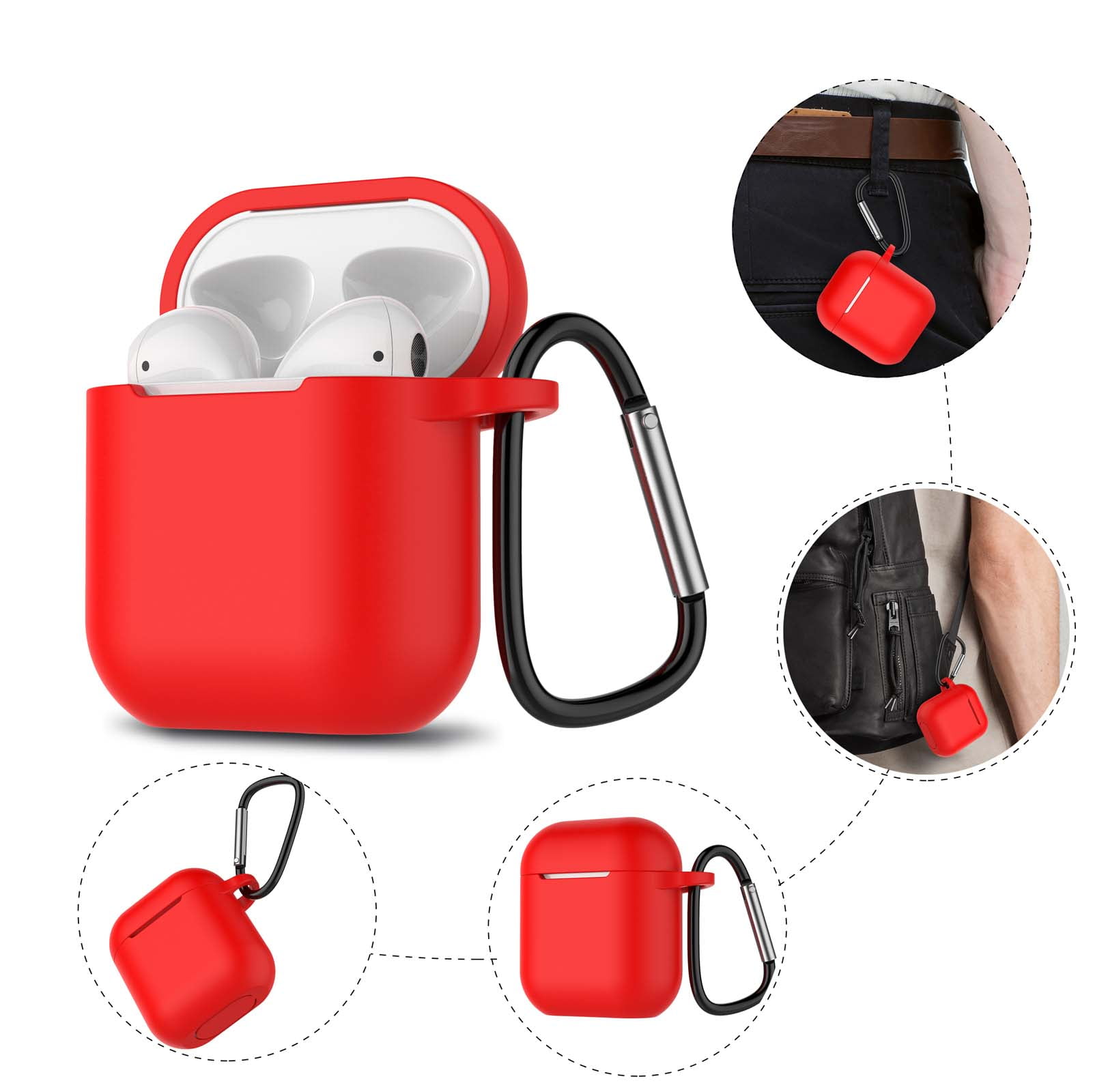 Bandanna Design Shockproof Soft TPU Gel Case Cover with Keychain Carabiner for Apple AirPods Compatible with AirPods 2 and 1 