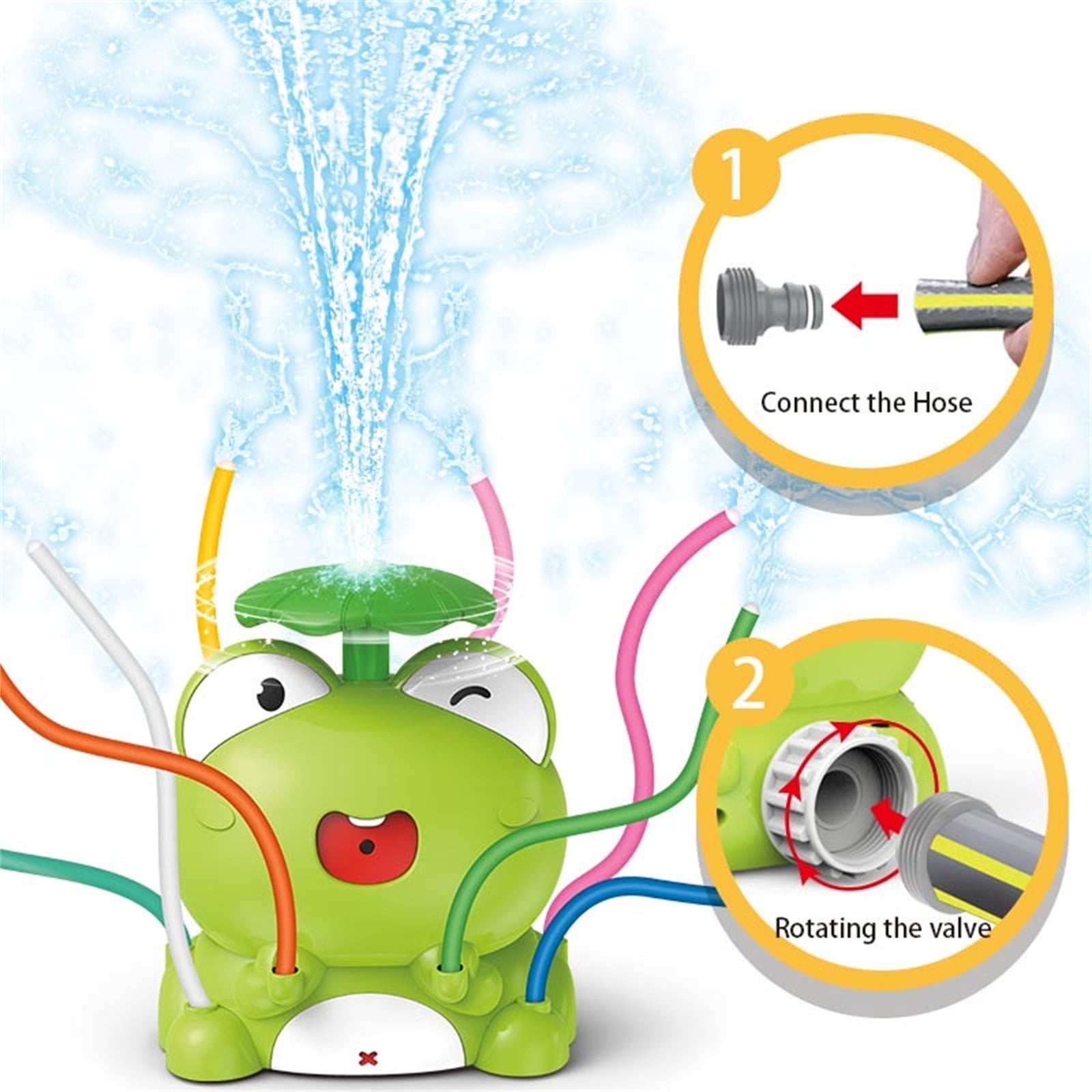 2-in-1 Frog Baseball Water Sprinkler Set, Kids Outdoor Summer Garden Play Toy, Yard Pool Lawn Interactive Splash Game for Boys Girls Ages 3-8