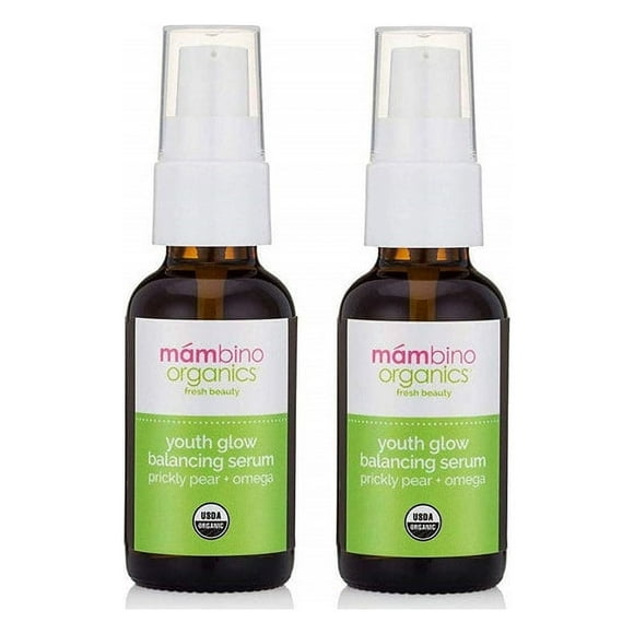 Mambino Organics Youth Glow Sérum Équilibrant – Sérum Hydratant pour Peau Grasse - Sérum Entièrement Naturel à la Vitamine C et au Complexe Oméga pour le Visage - 1 Once Liquide (Lot de 2)