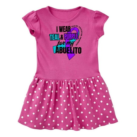 

Inktastic Suicide Prevention I Wear Teal and Purple for My Abuelito Gift Toddler Girl Dress