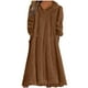 thumbnail image 3 of TaTaai Women's Casual Solid Color Hooded Long Sleeve Plush Pocket Dress Round Neck Loose Comfortable Home Long Nightgown Loungewear Gift, 3 of 5