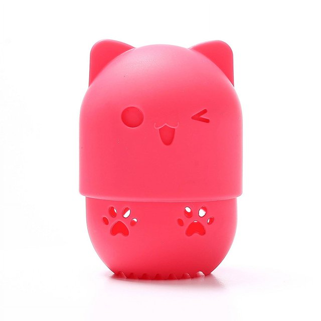 Estuche para guardar huevos de maquillaje de belleza, funda protectora portátil de silicona para viajes, caja de almacenamiento a prueba de polvo Meow puff
