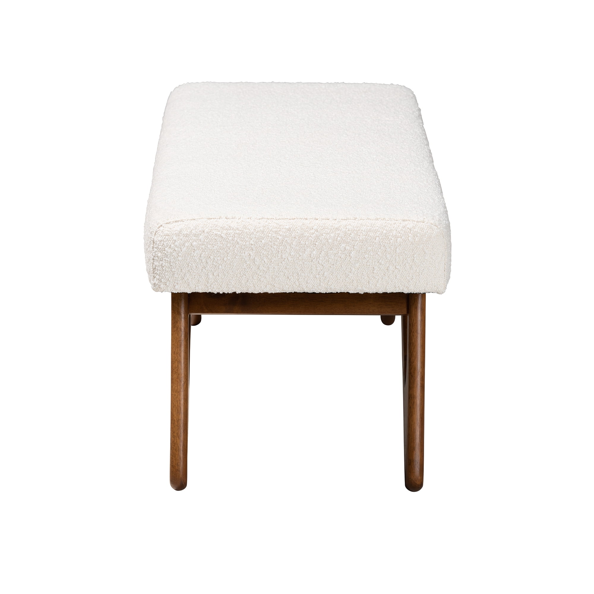 Baxton Studio Rika Japandi Cream Boucle Fabric and Walnut Brown Finished Wood Bench
