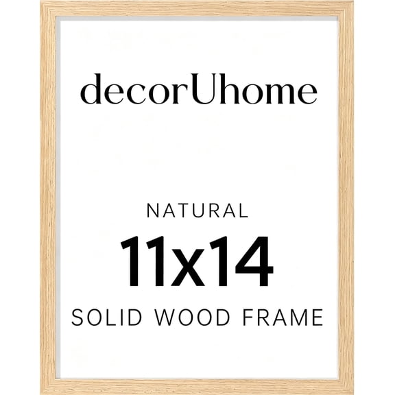 decorUhome 11x14 Solid Wood Picture Frame, Display 8x10 Pictures with Mat or 11x14 without Mat, Photo Frame for Home Decor, Natural