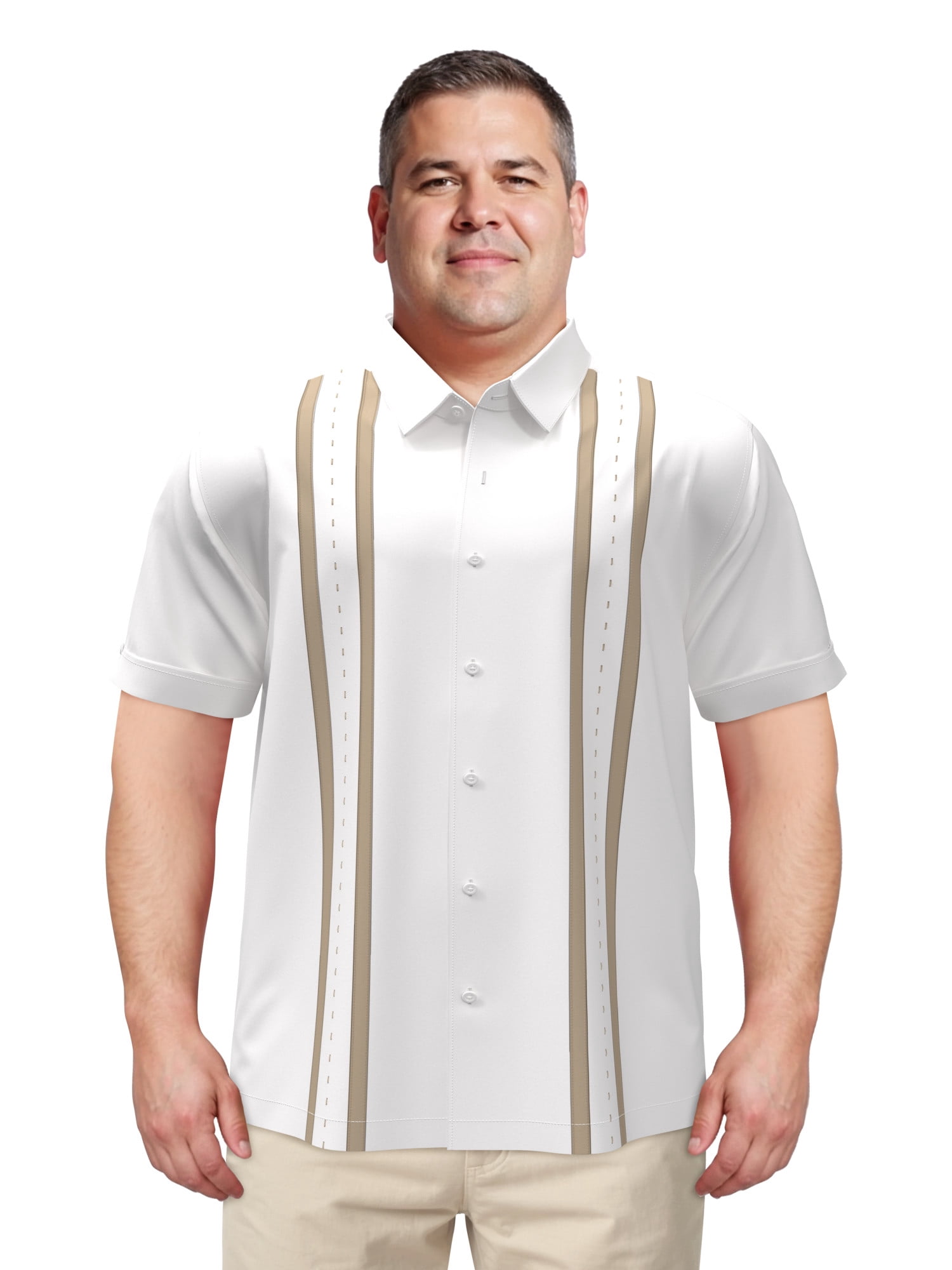 Havanera Men's and Big Men's Front Panel Point Collar Short Sleeve Button-Down Shirt, Sizes S-5XL