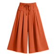thumbnail image 5 of DLIDG Elegant Linen Culottes for Women Drawstring Elastic High Waisted Palazzo Pants Flowy Baggy Loose Fit Wide Leg Bottoms Casual Cozy Soft Gauze Pants Lounge Vacation Trousers Orange 3Xl, 5 of 9