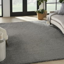 Nourison Luxurious Shag Grey 7'10" x 9'10" Area Rug, Solid, Plush, Bed Room, Living Room, Dining Room, Kitchen, Easy Cleaning, Non Shedding,