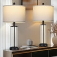 thumbnail image 5 of 26" Black Glass Table Lamps Set of 2, 3-Way Dimmable Touch Control Living Room Lamp with USB C+A Ports & AC Outlet, Modern Bedside Lamps, Elegant Bedroom Lamps for Nightstand Side End Table Desk, 5 of 14