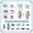thumbnail image 2 of 1 Box 100Pcs 10 Styles Link Bail Beads Silver Tube Bails Bulk Tibetan Alloy Textured Clasp Charms Connector European Loop Spacer Beads for Jewelry Making Bracelet Necklace Crafts Silver, 2 of 5