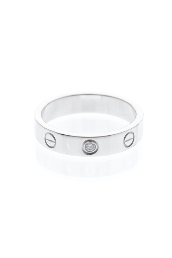 Pre-Owned Cartier Mini Love Ring With 1 Diamond White Gold (18K) Fashion Diamond Band Ring...
