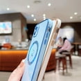 thumbnail image 6 of Compatible with Magsafe Case for iPhone 12,Love Heart Pattern Electroplated Design Soft TPU Shockproof Protective Full Camera Lens Protection Magnetic Case for iPhone 12-White, 6 of 12