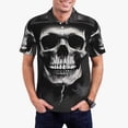 thumbnail image 5 of Yiaed Black White Hat SkullPrint Men's Short Sleeve Polo Shirt,Golf Polo for Men Three-Button Golf Shirt Athletic Casual Collared T-Shirt- 3X-Large, 5 of 7