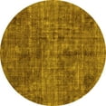 thumbnail image 1 of Ahgly Company Machine Washable Indoor Round Abstract Yellow Modern Area Rugs, 4' Round, 1 of 4