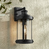 John Timberland Stan Modern Industrial Outdoor Wall Light Fixture Textured Black 15" Clear Glass for Post Exterior Barn Deck House Porch Yard Patio