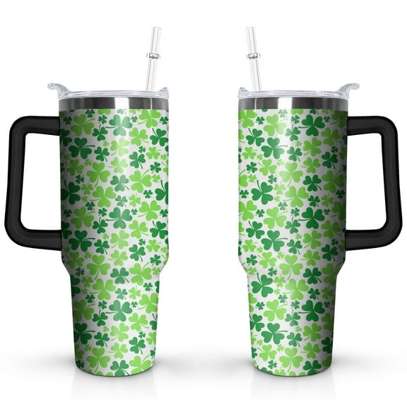 Lucky Four-leaf Clover 40oz Stainless Steel Vacuum Insulated Tumbler with Lid and Straw Gifts for Mom Friend Sister Grandma