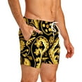 thumbnail image 4 of Black & Gold Paisley Swim Trunks For Men, 4 of 8