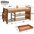 thumbnail image 2 of Shoe Bench with Hidden Drawer and Side Holder, 2 Tier Entryway Bench with Storage 39.4 in, Bamboo Shoe Rack with Cushion for Entryway Hallway Living Room Bedroom, 2 of 10