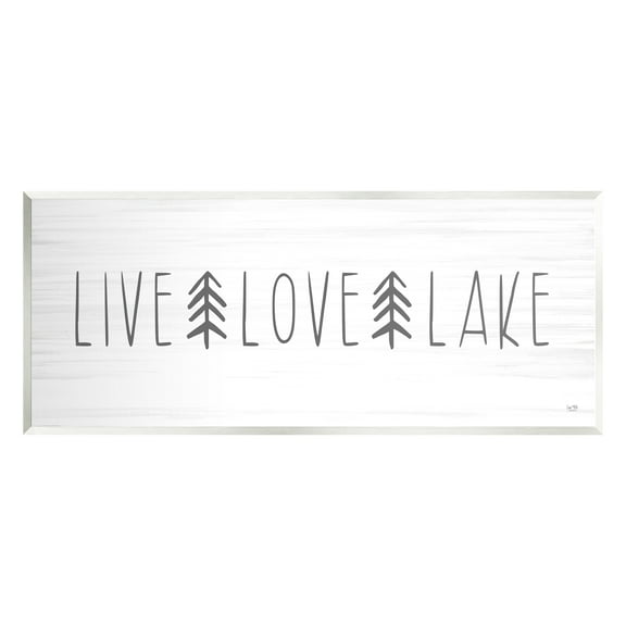 Stupell Industries Live Love Lake Phrase Nature Painting Unframed Art Print Wall Art, 17 x 7