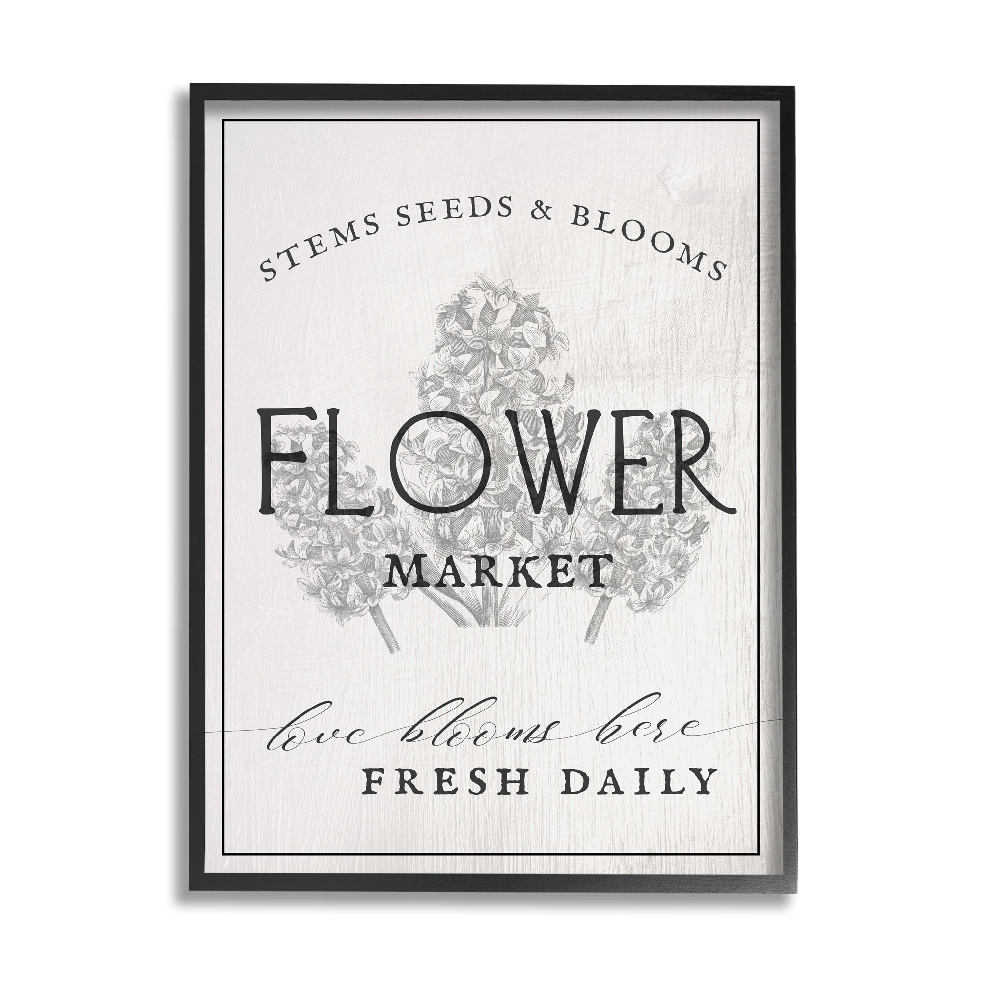 Stupell Industries Blooms Flower Market Advertisement Vintage Country Floral Farmhouse Painting White Framed Art Print Wall Art, 24 x 30, Design by Daphne Polselli