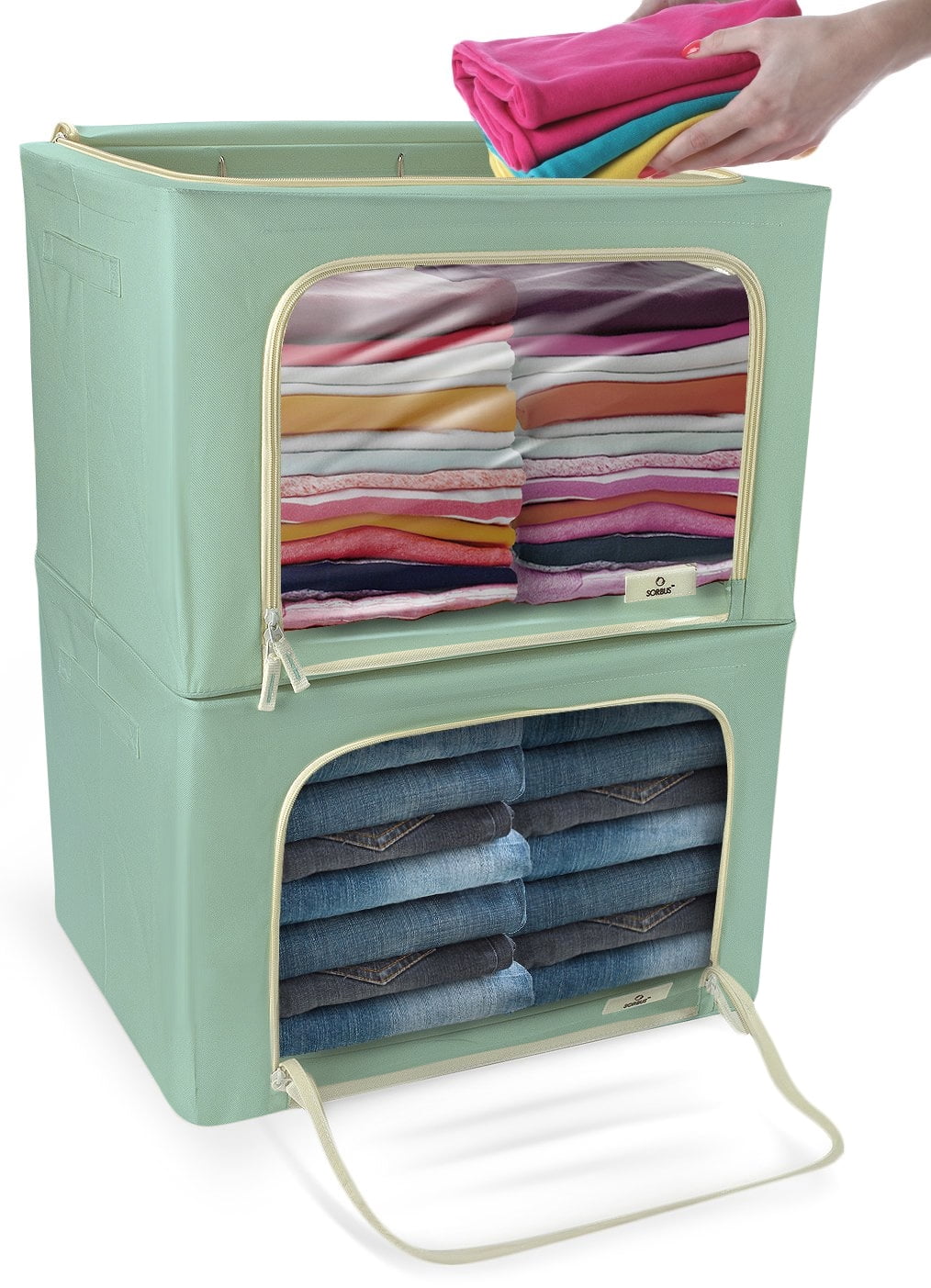 Storage Box with Window Teal 2 Pack