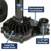 Superior Pump 92333 Multi Use Utility Sump Water Pump, 120 V, 0.33 Hp, 1-1/4 in Outlet, 50 Gpm, Thermoplastic - Black