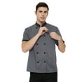 thumbnail image 4 of Toptie Short Sleeve Chef Coat Jacket Gray Lightweight Button Chef Uniform, 4 of 7
