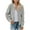 Gray, variant on HAiming Women's Fleece Jacket Trendy Solid Fuzzy Long Sleeve Crewneck Zip up Coat Fall Winter Casual Warm Outwear