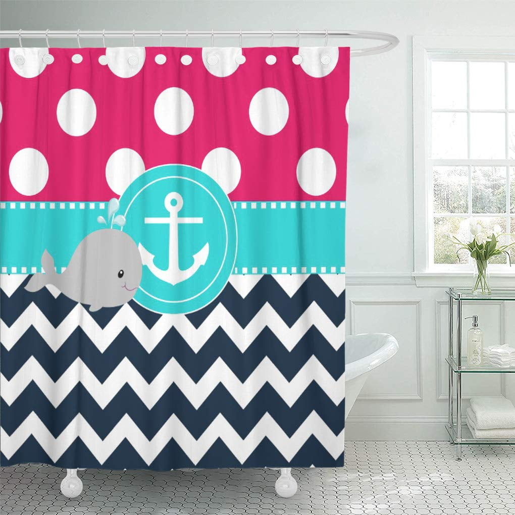 Yusdecor Blue Anchor Pink Teal Bath Kids Siblings Bathroom Decor Bath Shower Curtain 60x72 Inch Walmart Canada