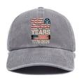 thumbnail image 6 of USA 250th Anniversary Baseball Cap, Patriotic Embroidered and Printed American Flag Dad Hat, Adjustable 4th of July Hat for Men and Women, Freedom Celebration Cap Grey, 6 of 6