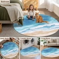 thumbnail image 6 of Abstract Beach Ocean Round Living Room Rugs 6 ft, Blue Waves Watercolor Washable Area Rug with Non-Slip Sturdy Edge Binding Round Carpet for Kitchen Office Bedroom, 6 of 9