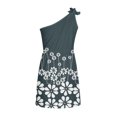 thumbnail image 5 of HKEJIAOI Floral Dress pour Femmes Rabais Liquidation Robes Décontractées Women's Été Imprimé une Épaule Sans Manches Cravate Fête Dress Imprimé Floral Mini Dress Marine, 5 of 5