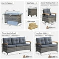 thumbnail image 2 of MEISSALIVVE 9 Pieces Patio Furniture Sets with Fire Pit Table, Wicker Outdoor Conversation Sets with 4 Swivel Rocker Chairs, 2 Sofas and Side Table(Grey), 2 of 8
