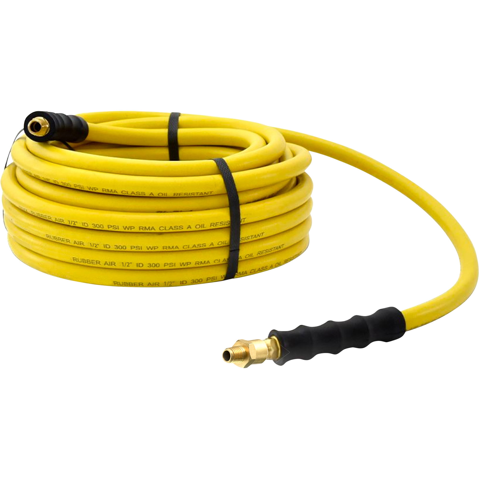 Klutch Oil-Resistant Rubber Air Hose with 1/2in.–3/8in. Reducer, 1/2in. x 50ft., 300 PSI