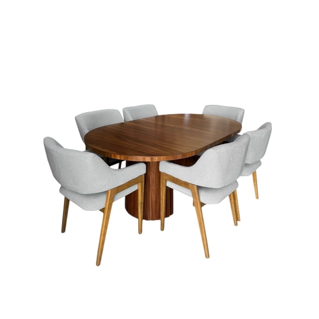Comedor de madera de parota natural para 6 personas color gris