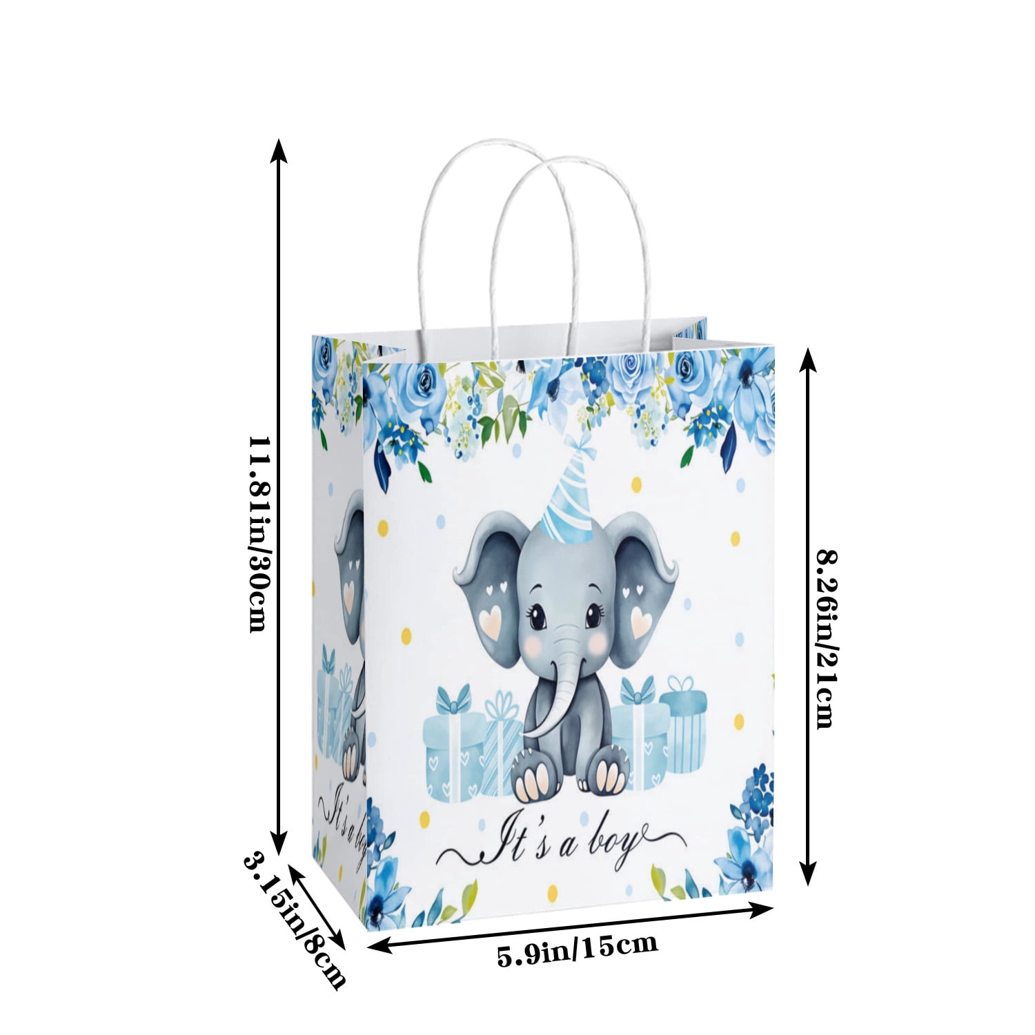 Elephant Baby Shower Party Favor Bags, YAHAFEPY 20Pcs It's a Boy Cute Animal Cartoon Paper Bags Party Decorations