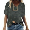 thumbnail image 1 of Birdeem T-Shirt à Col en V pour Femmes, Mode Décontractée, Grande Taille, Imprimé de Fleurs Pittoresques, 1 of 1