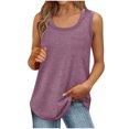 thumbnail image 2 of Fanxing Comfy Tank Tops for Women Summer Loose Fit Sleeveless T Shirts Solid Color Pocket Camisoles Purple,M, 2 of 7