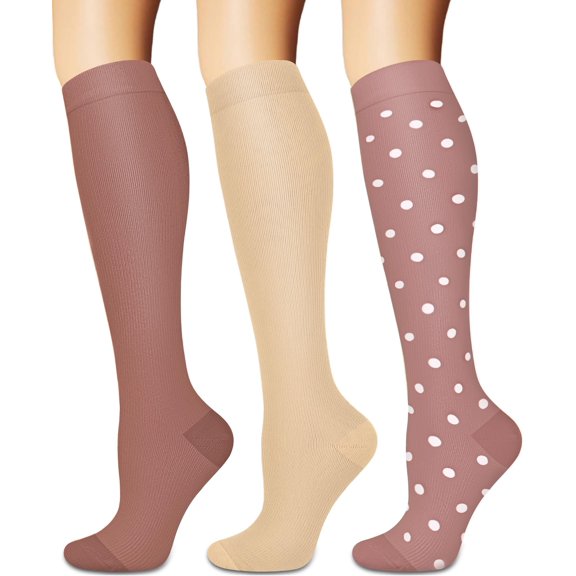3 Pairs Copper Compression Socks for Women & Men Circulation 15-20 mmhg - Better Blood Flow, Swelling, Best Support for Medical, Running, Nursing