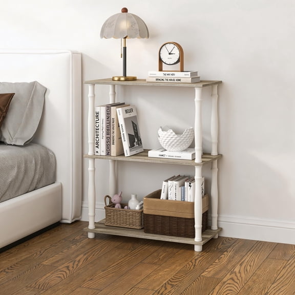 HOMLUX 3-Tier 29.5" Corner Shelf, Open Shelves for Display and Storage, Perfect for Living Room and Office Organization, Sonoma Oak