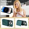 thumbnail image 5 of Decase Wallet Phone Case for iPhone 15 Pro Max, Shockproof Card Holder for Women,Adjustable & Detachable Crossbody Lanyard Strap with Built-in Ring Holder Stand PU Leather Cover Case, green, 5 of 8