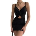 thumbnail image 6 of Yokua Spaghetti Strap Dress For Women Bodycon Midriff Cutout Dress Bodycon Dress Wrap, 6 of 18