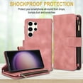thumbnail image 2 of ELEHOLD for Samsung Galaxy S24 Ultra Wallet Case,Flip Leather Women Men Credit Card Cash Slot Zipper Kickstand Shockproof Case with Crossbody Wrist Strap for Samsung Galaxy S24 Ultra,Rosegold, 2 of 9