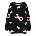 thumbnail image 5 of WREESH Breast Cancer Awareness Sweatshirt For Women Pink Ribbon Print Sweatshirts Casual Long Sleeve Crewneck Pullover Comfy Loose Lightweight Tee Tops Black, 5 of 5