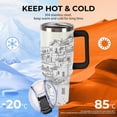 thumbnail image 4 of 40 oz Insulated Tumbler with Handle, Leak-Proof Straw Lid, Stainless Steel Travel Mug for Car & Road Trips - Santorini Black & White Greece, 4 of 6
