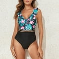 thumbnail image 2 of Wycnly Bathing Suits for Women Womens Swimsuits High Waist Swimsuits for Women Summer Beach Fashion Floral Ruffle Layer Swimwear Ladies Girls Backless Tankini One Piece Swimsuit, 2 of 7