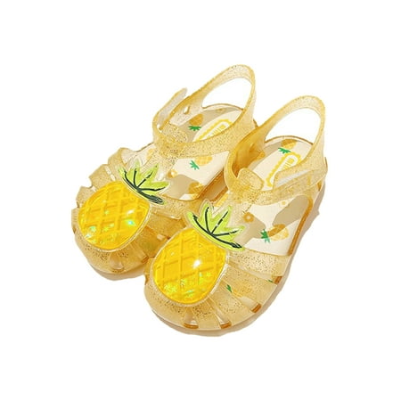 

Sanviglor Girl s Princess Shoes Beach Flat Sandals Summer Jelly Sandal Party Lightweight Cute Casual Ankle Strap Pineapple 10.5C