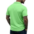 thumbnail image 4 of Zipper Polo Shirt Mens Casual Short Sleeve Polo T Shirt Classic Fit Shirts Fluorescent Green L, 4 of 6